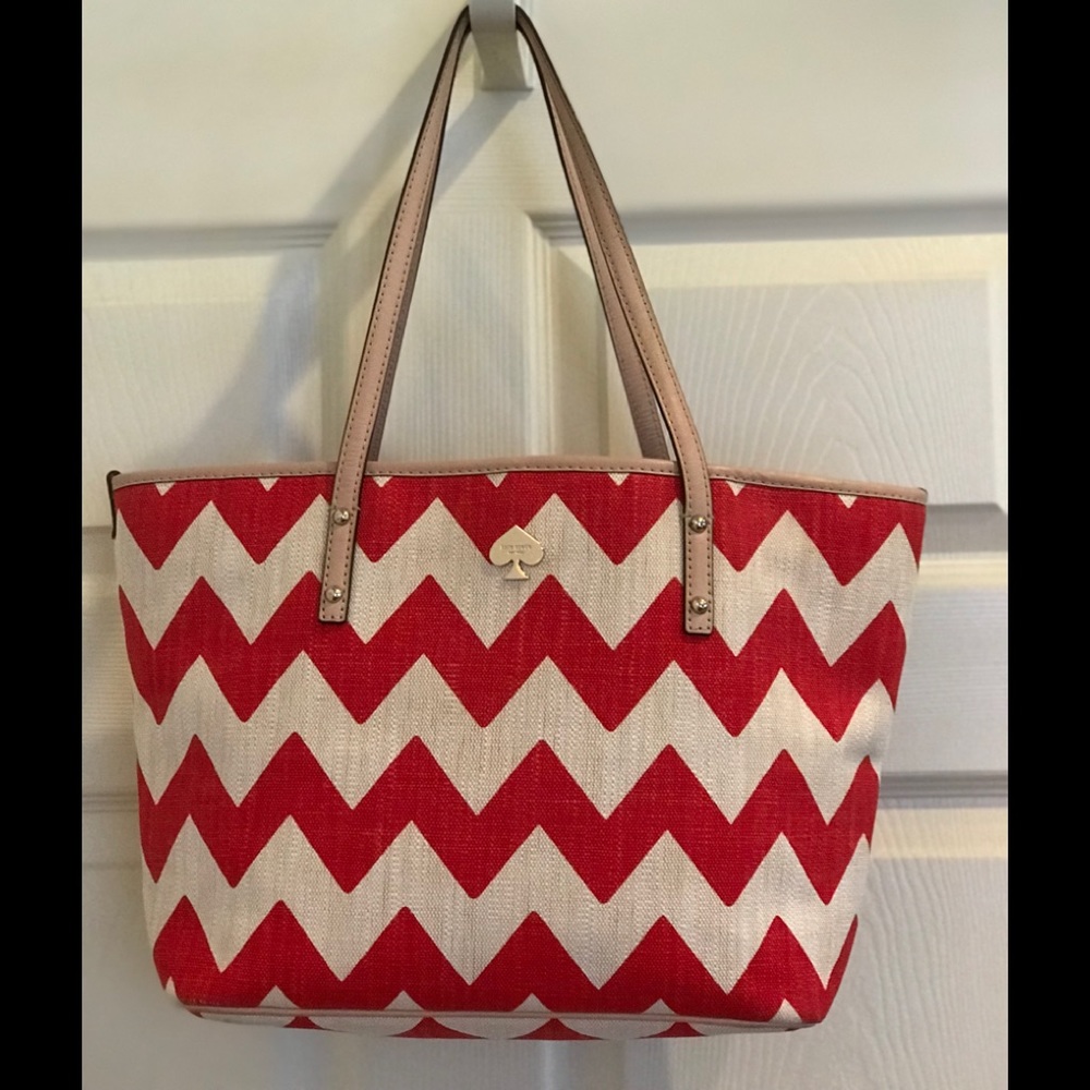 KATE SPADE red chevron handbag - Picture 2 of 16